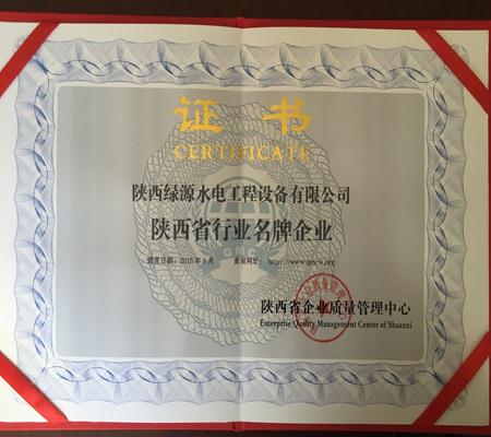 陝(shǎn)西省行業**企業證(zheng)書